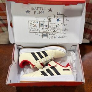 Adidas Home Alone Kids Cream and Black Low-Top Sneakers